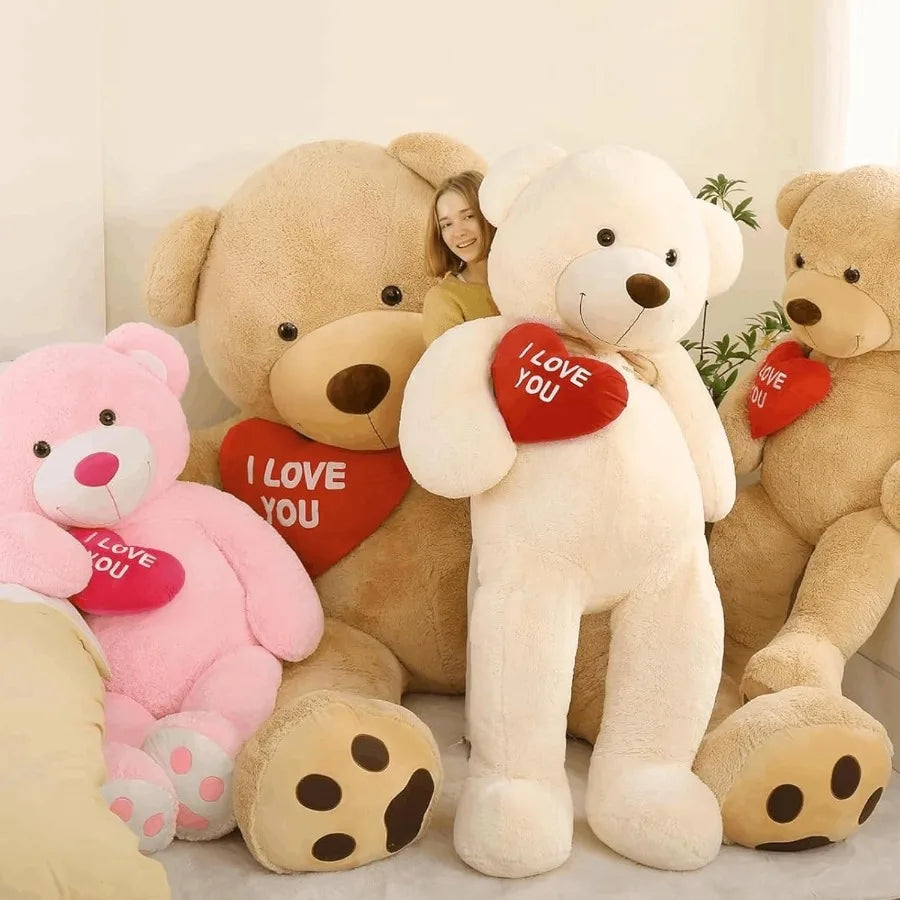 6ft Red Heart Giant Teddy Bear Pink Stuffed Animal with Embroidered I Love You for Girlfriend Christmas Birthday Gift 72 inches