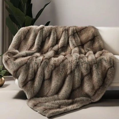 Mink Fur Blanket Luxury Fur Throw Blanket Sofa Fluffy Blanket Super Warm Elegant Cozy Fuzzy Throw Blankets for Couch, Armchair a