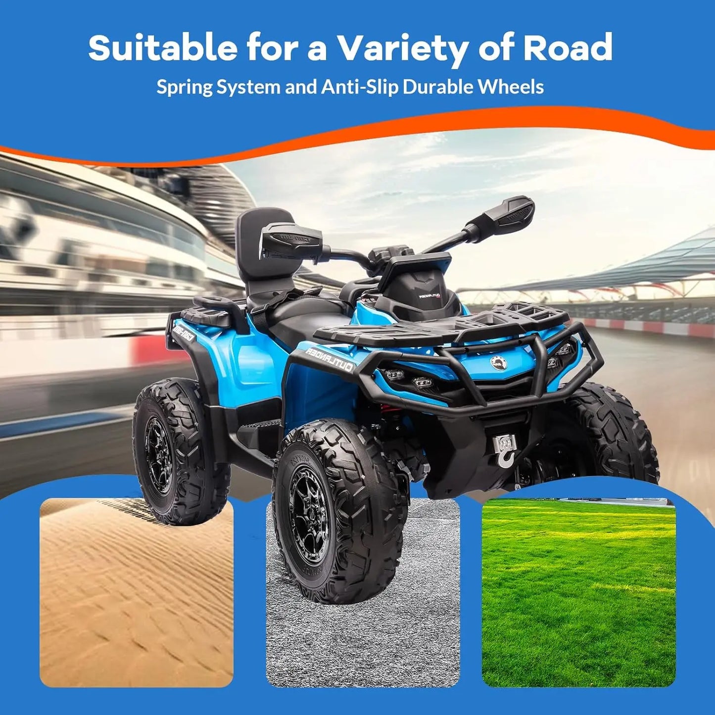 2 Seater Ride On ATV 24V Licensed Can-Am Electric ATV, 4 Wheeler 4WD Leather Seat, LED Lights Ride On Toys, Gift for Kids