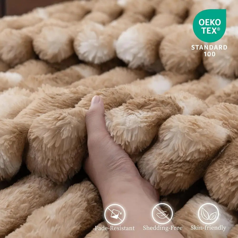 Throw Blanket for Couch - 108" x 90" Faux Rabbit Fur Throw Blanket Cozy Soft Warm Blankets for Bed Sofa Bedroom Living Room Fluf