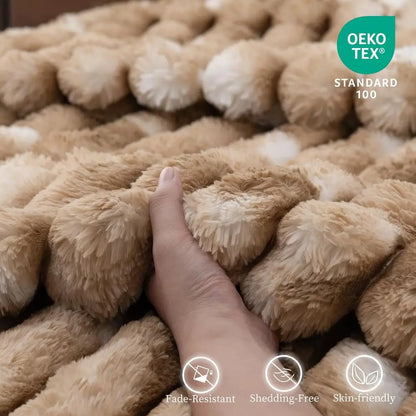 Throw Blanket for Couch - 108" x 90" Faux Rabbit Fur Throw Blanket Cozy Soft Warm Blankets for Bed Sofa Bedroom Living Room Fluf