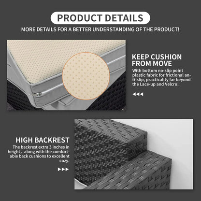 Patio Wicker Furniture Set 6 Pieces Outdoor HDPE Wicker Conversation Couch Sectional Chair Sofa Set with Grey Cushions