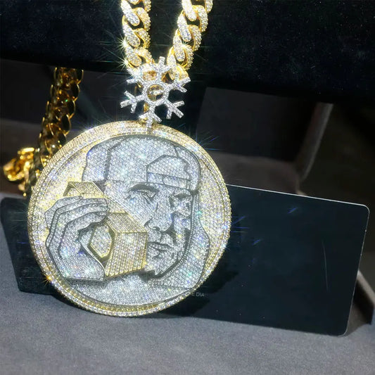 LYEE CYEE Hip Hop Jewelry Round Cut Portrait Phone Pendant Necklace Street Party Accessories Geometric Fashion Charm Jewelry Men's and Women's Valentine's Day Gifts Birthday/Festival Jewelry