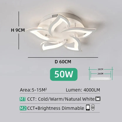 Postmodern Nordic Minimalist LED Ceiling Light Flower Shaped Acrylic Creative Bedroom Living Room Light Home Ceiling Light