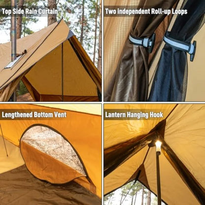 Camping Hot Tent Cabin Tent Chalet 70 Pro Portable Wall Tent with Stove Jack and Two Poles for 2-3 Person Hiking Backpacking