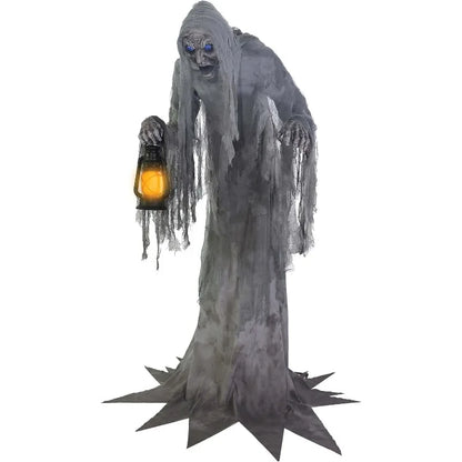 Wailing Graveyard Phantom 7-Ft Animated Halloween Decoration with Lantern - Spooky Haunted House Animatronic