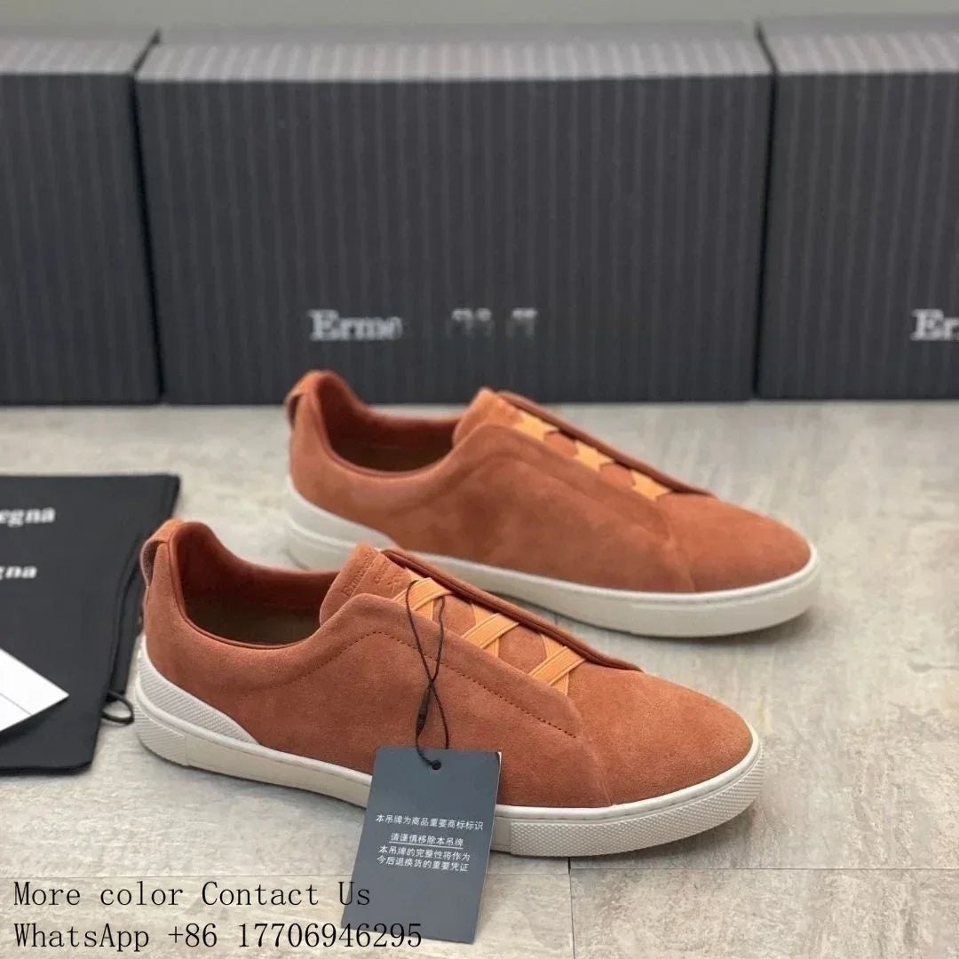 2025 Zegnss Dress Shoes Designer Shoes Men Ermenegildos Zegnbs Soft Business Casual Party Quality Leather Chunky Sneakers