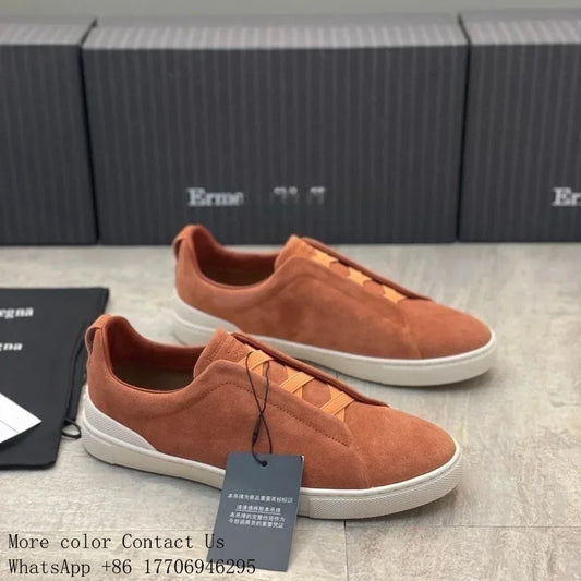 2025 Zegnss Dress Shoes Designer Shoes Men Ermenegildos Zegnbs Soft Business Casual Party Quality Leather Chunky Sneakers