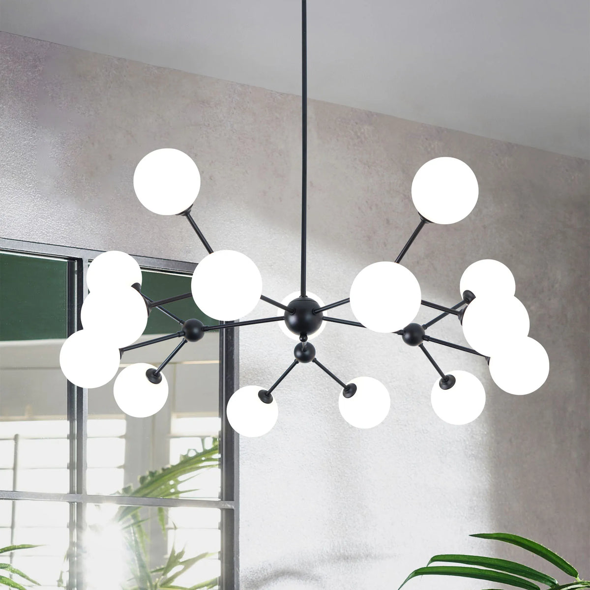 Chandelier Living Room Light Fixtures 15-Lights Sputnik Chandelier Bubble Glass Chandelier for Foyer Dining Room
