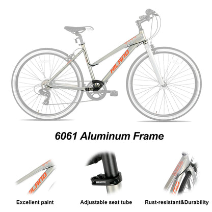 Hiland men's and women's hybrid bikes, Aluminum frame, 700C wheels, city commuter bike, Shimano drivetrain, 7-speed road bike