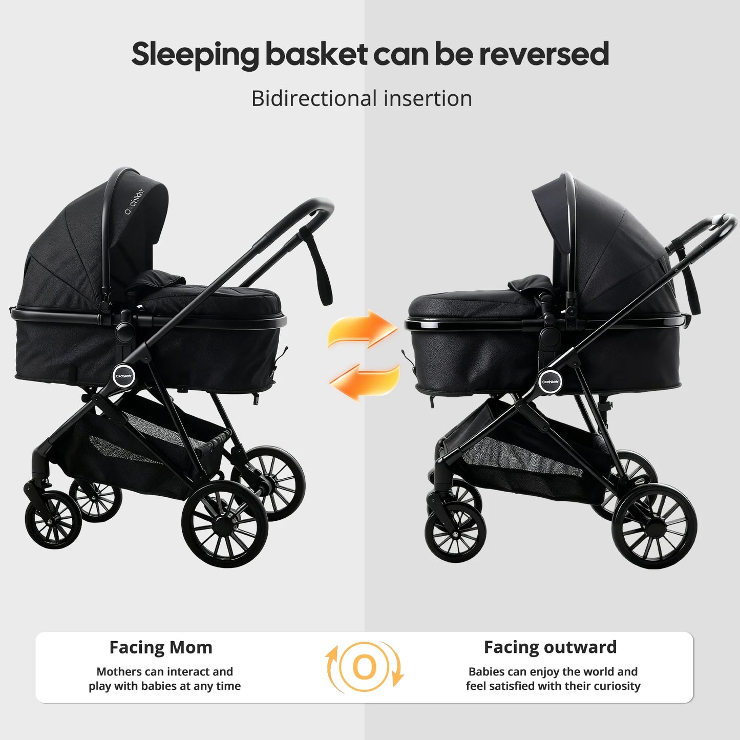 Foldable newborn stroller, Baby Stroller 2-in-1, outdoor camping vehicle, can be pushed in both directions, Festival gifts