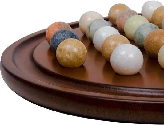 Wood Finished Solitaire Board Game with 36 Natural Balls