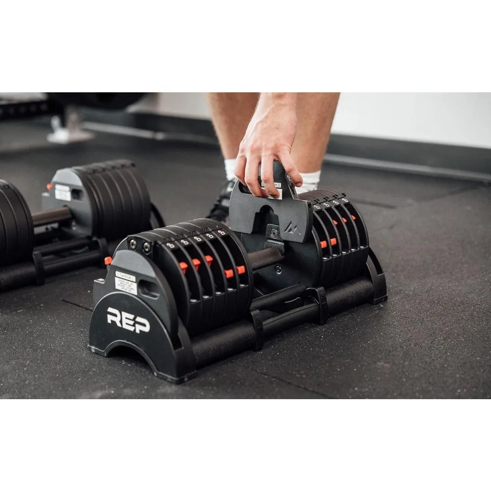 Rep Fitness Quickdraw Adjustable Dumbbells - Weight Ranges from 5 to 30, 40, 50, and 60 Pounds