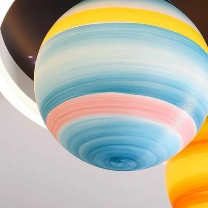 Astronaut Planet Creative Circular The Outer Space Led Ceiling Light Children's Bedroom Decorative Boys Girls Dream Universe
