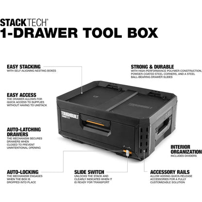 Portable Heavy-Duty Toolbox with Stackable Storage Organizer, 1 Drawer Tool Chest, 50 lb Capacity for Efficient Workshop Organiz
