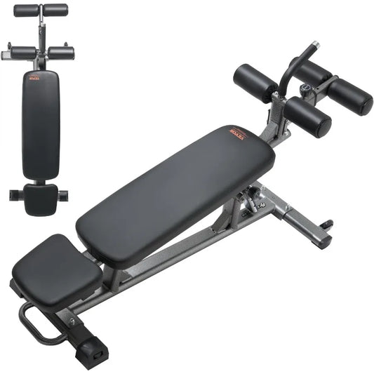 Sit Up Bench with Adjustable Height and Reverse Crunch Handle for Home Gym Workouts Heavy Duty Steel Construction with 500 600
