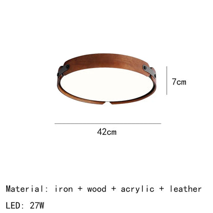 Designer's New Wooden Artificial Leather Ceiling Lamp Living Room Restaurant Kitchen Bedroom Chandelier Home Decor Light Fixture