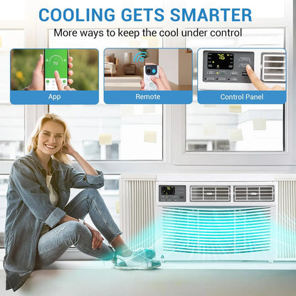 8,000 BTU Window Air Conditioner,AC Window Unit Cool up to 350 Sq. Ft w/Wifi Controls & 4 IN 1 Cooling, Dry, Fan,and Auto Mode