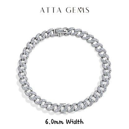 ATTAGEMS Moissanite Cuba Chain 100%S925 Sterling Silver for Man Women Classic Tennis Bracelet Fine Jewelry Shipping from the USA