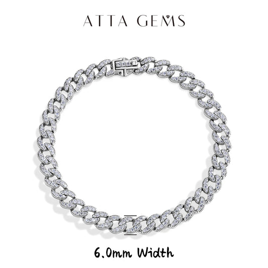ATTAGEMS Moissanite Cuba Chain 100%S925 Sterling Silver for Man Women Classic Tennis Bracelet Fine Jewelry Shipping from the USA