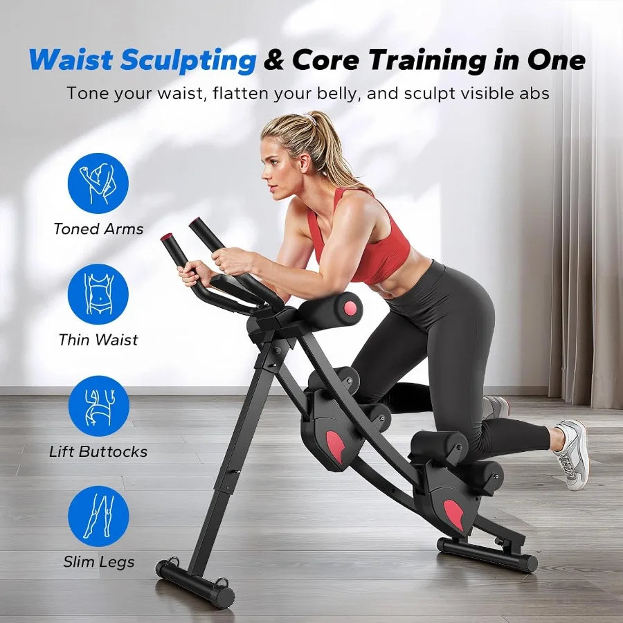 Ab Machine, Adjustable Ab Trainer Machine, AB Workout Equipment for Home Gym, Independent Dual Tracks for Mountain Climber, Fold