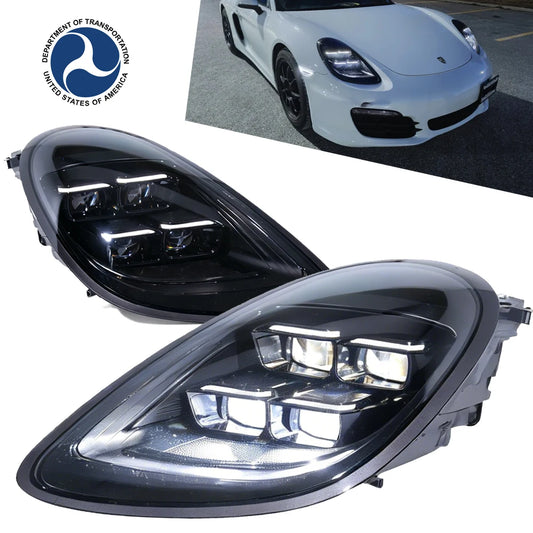 TYPY 2 PCS Car Lights For 2013-2015 Porsche Cayman Boxster 981 LED Headlight Assembly Upgrade to 2024 New Style Dynamic Matrix Headlights Plug & Play