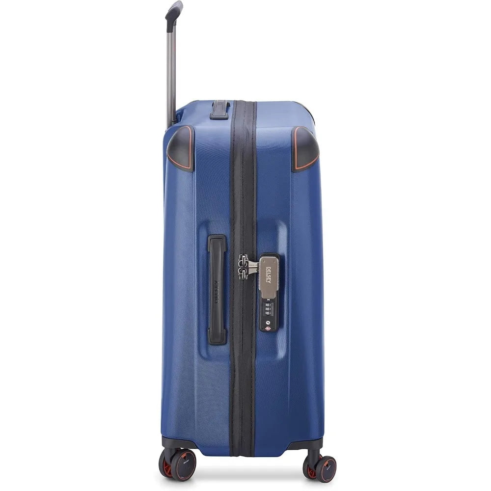 paris cactus pattern hardshell spinner luggage, navy, medium 24 inch