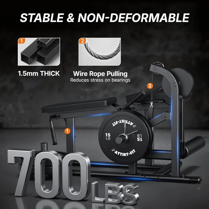 Leg Extension & Hamstring Curl Machine, Seated Extension and Lying for Home Gym, Workout Equipment with 24-Position Adjustment