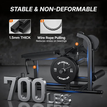 Leg Extension & Hamstring Curl Machine, Seated Extension and Lying for Home Gym, Workout Equipment with 24-Position Adjustment