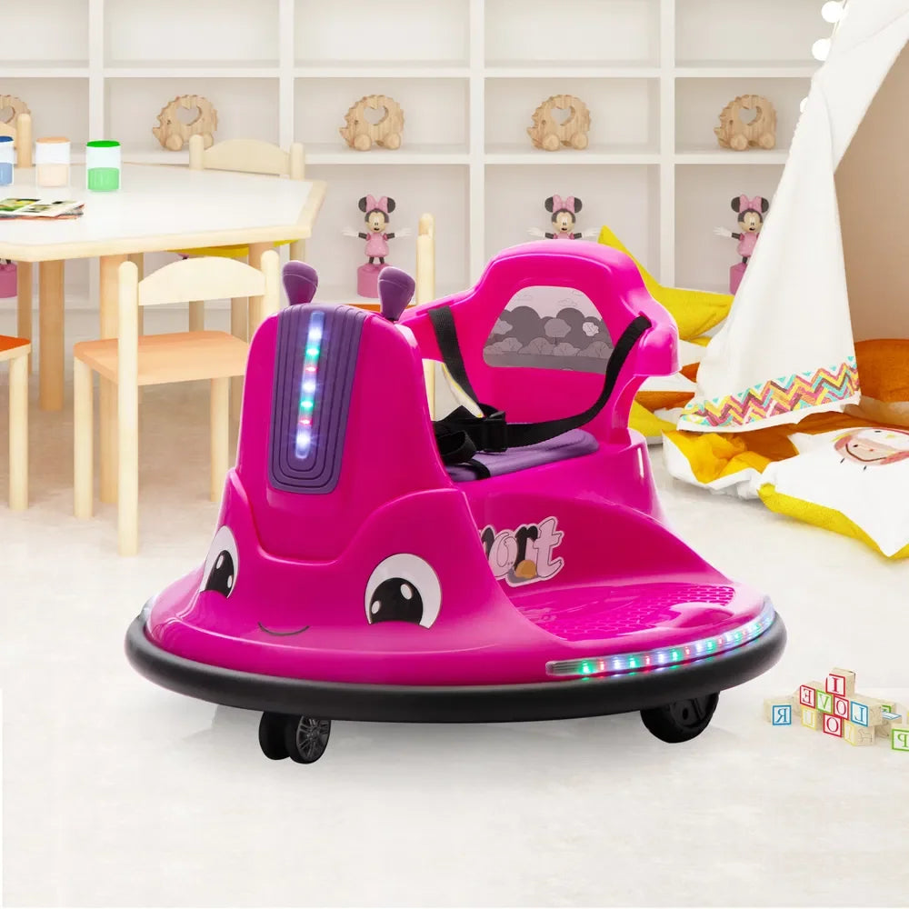 12V Remote Control Bumper Car for Kids, LED Lights, Music, 360° Rotate, Ride-On Toy, 3-8 Years Old