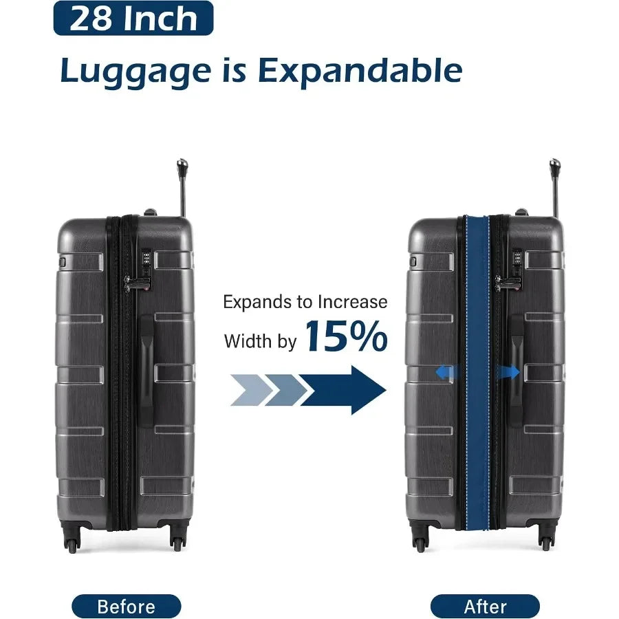Large Checked Luggage Hardside Suitcase with Spinner Wheels, 28in