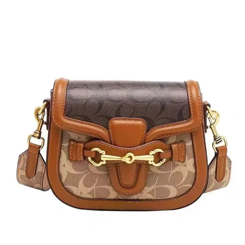Women's Luxury Handbag  New Fashion Retro Print Small Square Bag Saddle Bag Versatile One Shoulder Crossbody Bag BG6