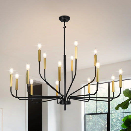 Modern Farmhouse Chandelier 15-Light Chandeliers Height Adjustable Candle Chandelier Classic Traddtional Chandelier