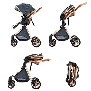 2-in-1 Portable Baby Stroller Foldable Pushchair Lightweight Travel System Pram Newborn Buggy  New Model Carriage