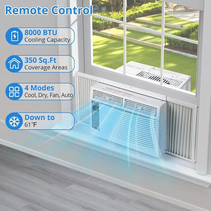 8,000 BTU Window Air Conditioner,AC Window Unit Cool up to 350 Sq. Ft w/Wifi Controls & 4 IN 1 Cooling, Dry, Fan,and Auto Mode