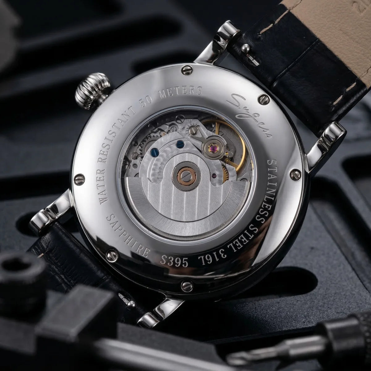 Sugess Watches for Men Automatic Mechanical Watch Moonphase Tianjin ST2108 Waterproof Date Hands Sapphire Crystal Rome Wave Dials S395