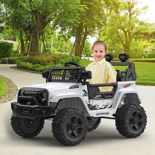 12V Kids Electric Ride On Truck With Parent Remote Control, Bluetooth, Spring Suspension, LED Lights, 2 Speed Off Road Toy Car