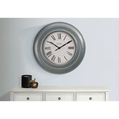 Oversized 30" Round Wall Clock in Antique Blue - Transitional Design for Home Decor