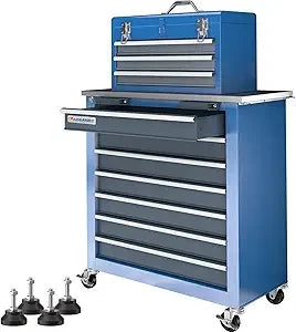 10-Drawer Mobile Tool Chest with Stackable 3-Drawer Cabinet and 7-Drawer Storage