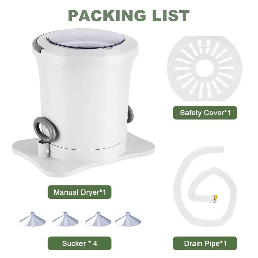 Manual Clothes Dryer Portable Mini Dryer Compact Spinner Non Electric Laundry Washing Machine for RV, Camping, School, Apartment