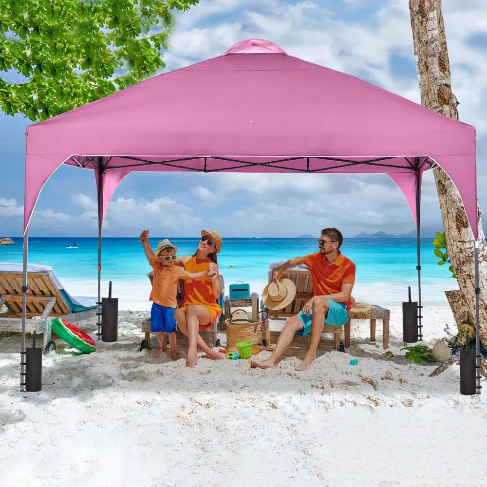 12x12 Pop-Up Outdoor Canopy Tent, Portable Sunshade, Ideal for Gardens/Outdoor Settings/Wedding Parties & Events, Pink Edition.