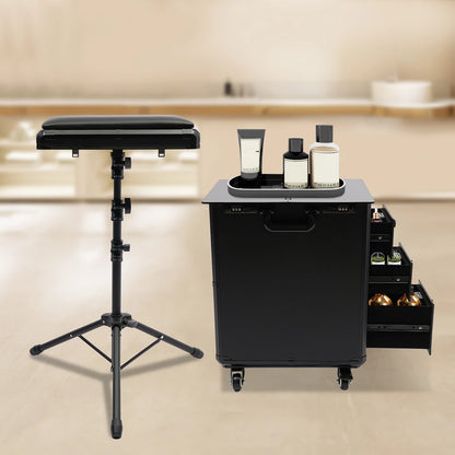 3 Drawers Rolling Makeup Case Tattoo Suitcase Mobile Manganese Steel Makeup Case with Combination Lock 4 Wheels 2 Brakes