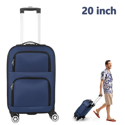 Soft edged travel 20 inch lightweight luggage with rotating wheels, Oxford fabric suitcase with small diagonal fabric
