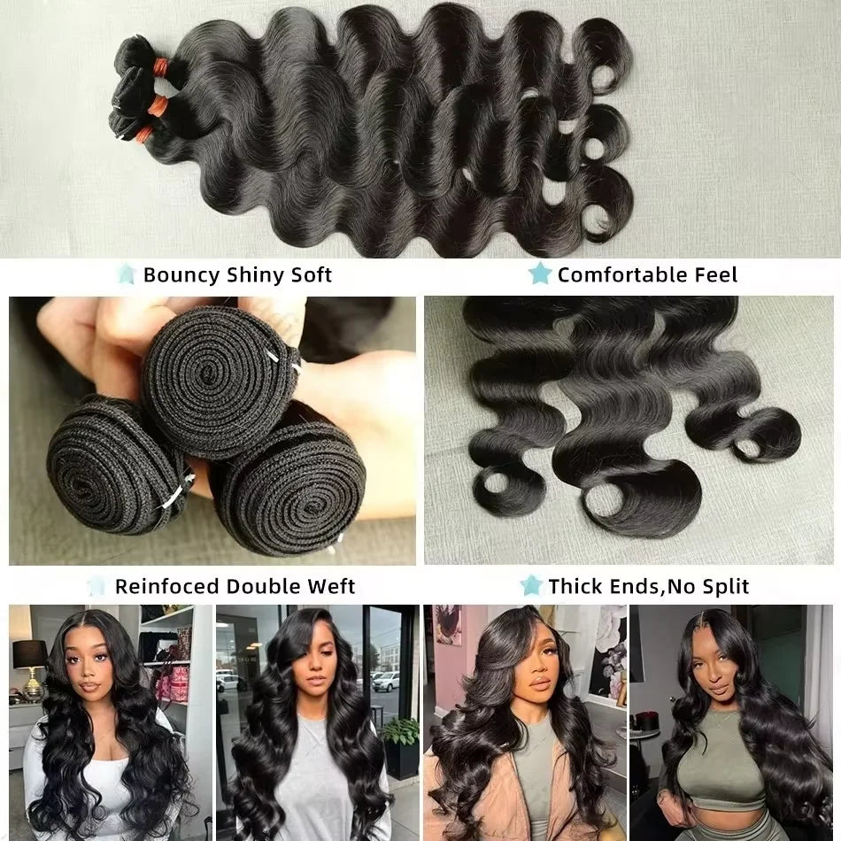 Raw Indian Human Hair Bundles Body Wave 3 4 Bundles 28 30 Inch Virgin Remy Hair Extensions For Women Sew In Quick Weave Bundles
