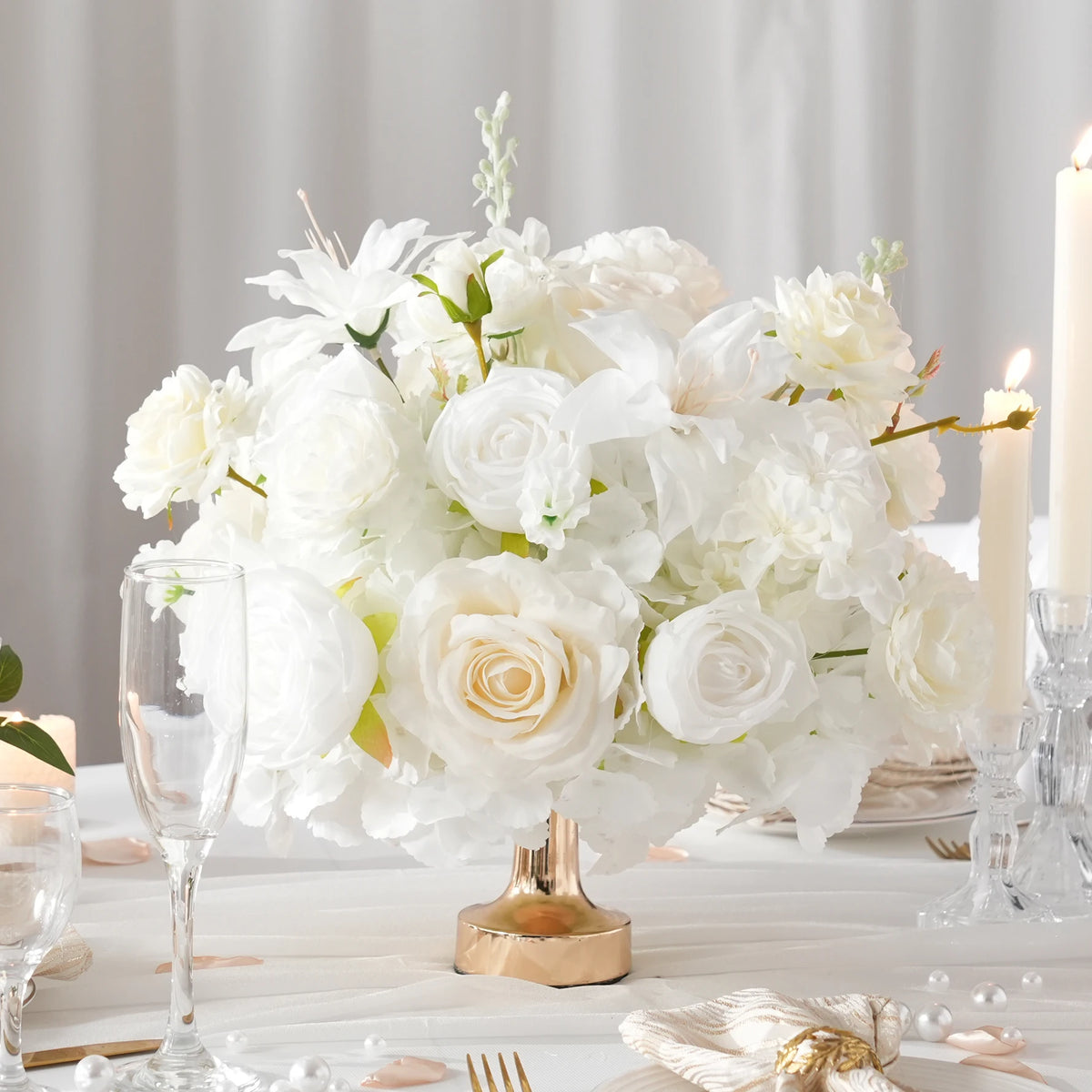 Angela A7715 White Orchid Delphinium Table Centerpiece Ball Floral Arrangement Flower Row Runner Wedding Backdrop Props Decor