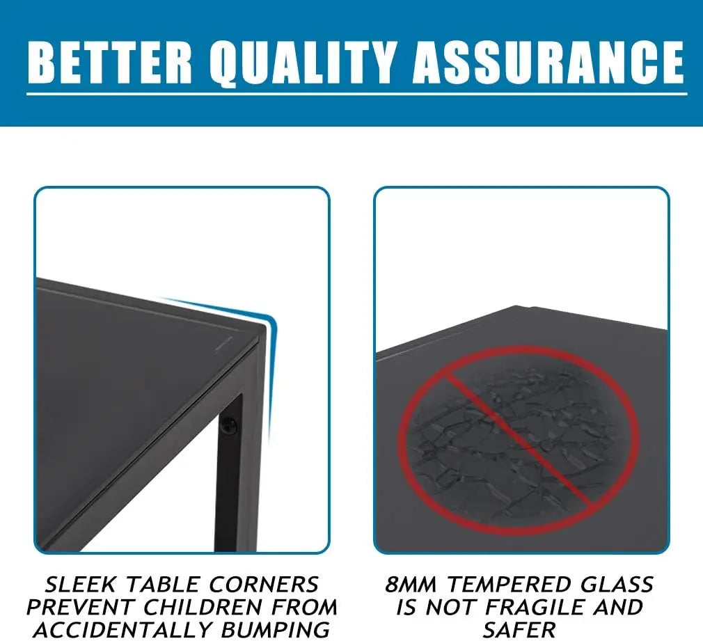 5-Piece Dining Table Set | Black | Glass Kitchen Table