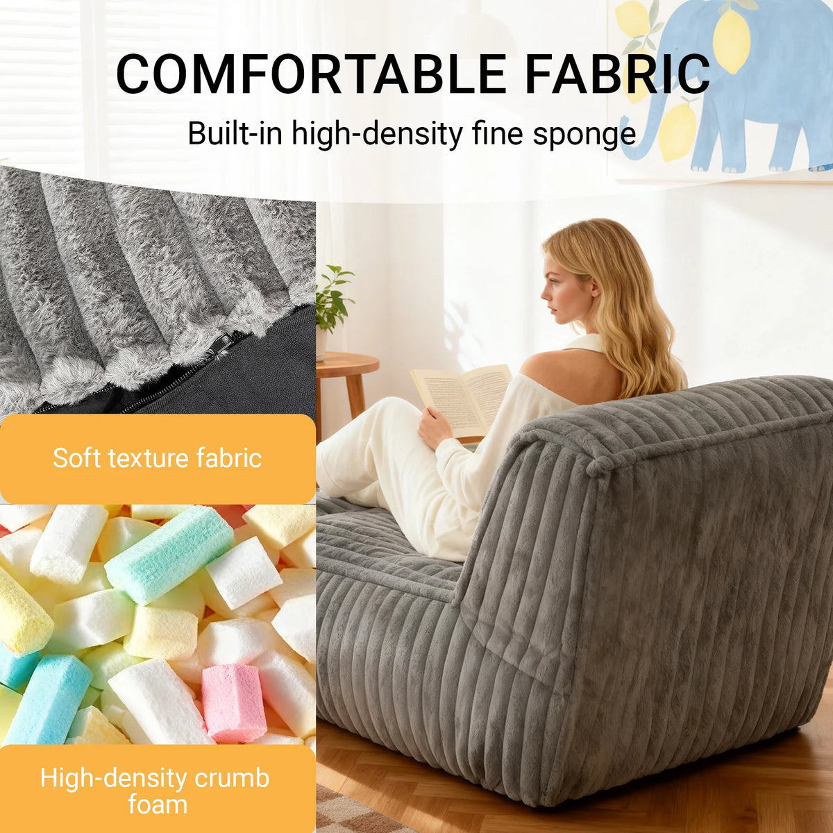 Folding Sofa Bed, Convertible Sleeper Chair With Pillow Foldable Mattress With Back Support, Portable Fold Out Chair Bed Comfy F