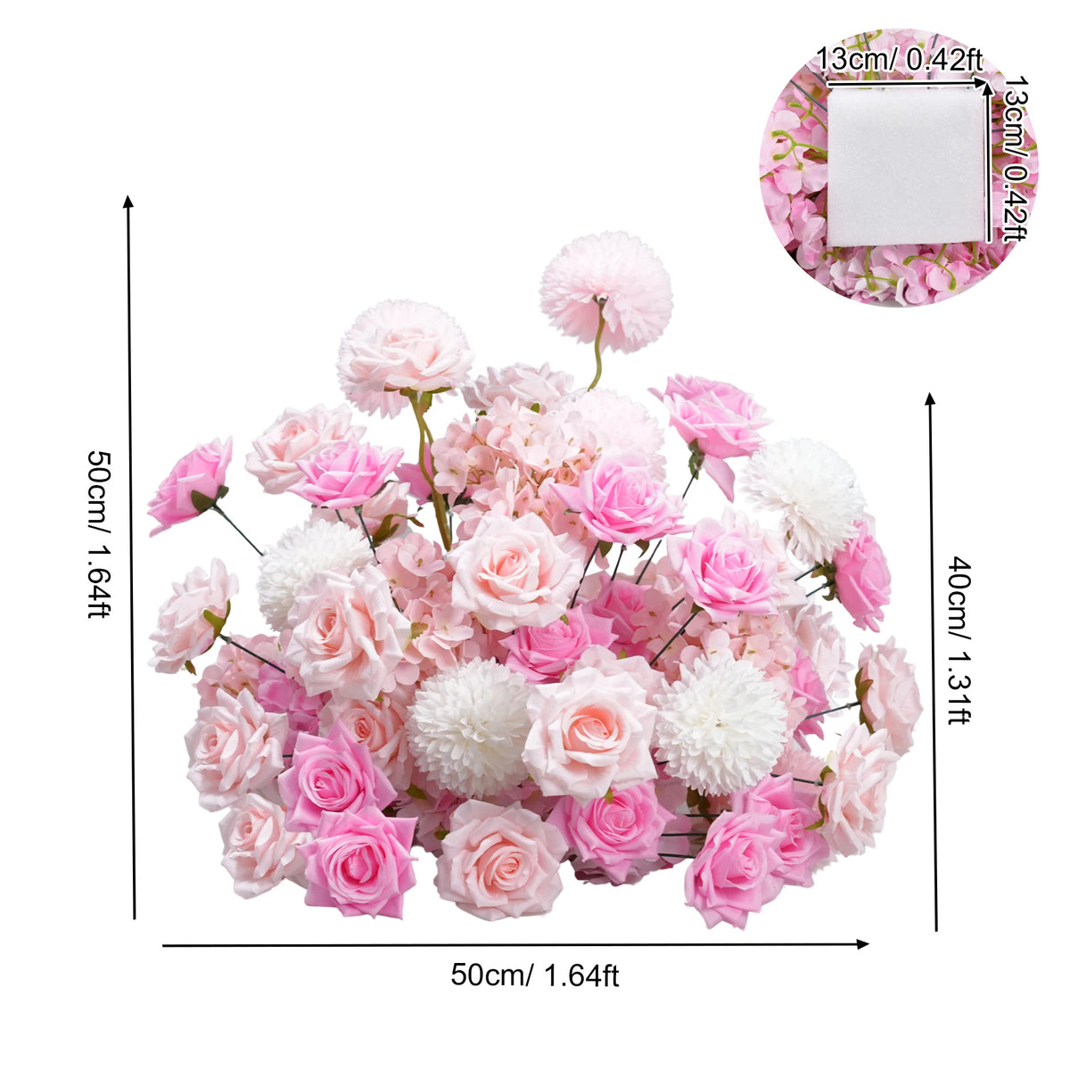 Angela A8961 Artificial Pink Pompom Hydrangea KT Board Wedding Backdrop Floral Arrangemant Decor Aisle Floor Flower Event Props