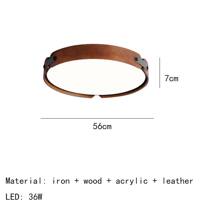 Designer's New Wooden Artificial Leather Ceiling Lamp Living Room Restaurant Kitchen Bedroom Chandelier Home Decor Light Fixture