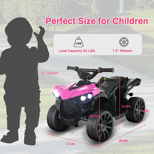 Kids Ride On ATV Electric Off-Road Quad Car 6V Battery Powered W/Music, Light,Pink